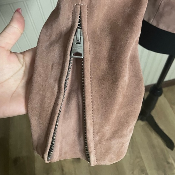 AllSaints Blush Pink 100% Goat Leather Suede Dalby
Biker Jacket Sz 8 (M) - Picture 8 of 16